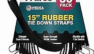 Rubber Bungee Cords with Hooks - Heavy Duty Tarp and Cargo Straps - Made in USA - 15 Inch Pack of 50