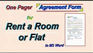 Agreement for Rent a Room | Room Rental Agreement Template | Contract for rent a room