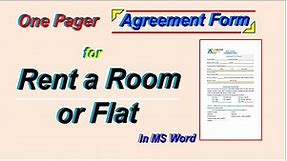 Agreement for Rent a Room | Room Rental Agreement Template | Contract for rent a room