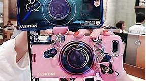 Bling iPhone x/xs Case with Lanyard Cute Camera Key Chain