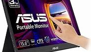 ASUS ZenScreen Touch Screen 15.6” 1080P Portable USB Monitor (MB16AHT) - Full HD (1920 x 1080), IPS, USB Type-C, Mini-HDMI, Kickstand, Tripod Mountable, Eye Care, Protective Sleeve, 3-Year Warranty