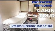 P&O Pacific Explorer Interconnecting Cabin Tour. Rooms 11101 and 11107.