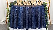 ShinyBeauty Round Sequin Tablecloth 72" Round Navy Blue Sparkle Drapes Table Cloth Outdoor Indoor Glitter Navy Decorative Tablecloth Navy Shimmer Table Cover Overlay for Bridal Shower Decoration