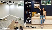 making over my reading nook! (again) | DIY BUILT-IN BENCH + BOOKSHELF *IKEA HACK*