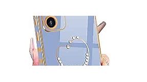 Petitian for Samsung Galaxy A54 5G Case, Bling Women Girls Designer Shiny Cute Girly Aesthetic Love Hearts Pattern Gold Plated Phone Cover for Galaxy A54 5G, 6.4'' Blue