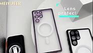 Samsung Galaxy S22 Ultra Case - Compatible with MagSafe - Magnetic Absorption Metal Bumper - Back Frosted PC Cover with Camera Lens Protection for Samsung Galaxy S22 Ultra - Magnetic Purple