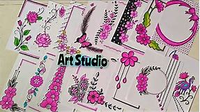 20 PINK BEAUTIFUL BORDER DESIGNS/PROJECT WORK DESIGNS/A4 SHEET/FRONT PAGE DESIGN FOR SCHOOL PROJECTS