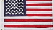 SYII American Flag 12x18 Inches Made in USA, Embroidery 50 Stars Ensign Nautical US Boat Flags with 2 Brass Grommets, Heavy Duty Nylon Outdoor Banner for Marine Yacht UTV