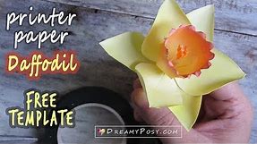 DIY Daffodil flower from printer paper, FREE template, SO SIMPLE