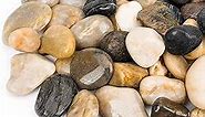Natural Polished Pebbles, 1 Inch Decorative Mixed Color Stones Aquarium Gravel River Rocks for Vase, Succulents, Landscaping and Home Decor (10-lb Bag)
