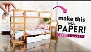Miniature BUNK BED for BARBIE dolls | How to make a realistic DOLLHOUSE bunk bed with PAPER!