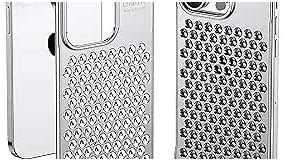 HCXLYP Heat Dissipation Metal Case for iPhone 15 Pro, Breathable Cooling Hollow Fully Aluminum, One Piece CNC Engraved, Military Grade, High-end, Luxury, Slim, Silver-Grey
