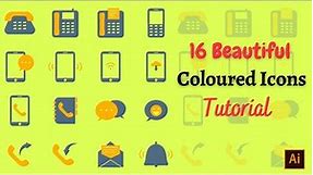 Create 16 Beautiful Coloured Icons Set in Illustrator | Connectivity Icon Tutorial in Illustrator CC