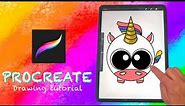 Procreate for kids: Drawing a cute unicorn on the ipad using your fingers