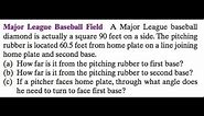 Law of cosines, Major League Baseball Field.