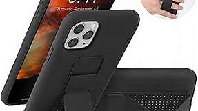 LAUDTEC Silicone iPhone 11 Pro Max Case with Kickstand, Vertical/Horizontal Stand Hand Strap Kickstand | Microfiber Linner | Liquid Silicone Full Body Protective Stand Case for iPhone 11 Pro Max 6.5''