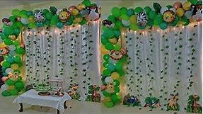 Safari Theme Birthday Decoration Ideas At Home l Jungle Theme l Simple and Easy Birthday Decoration