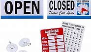 Open Signs for Business, Bundle of Office Hours Sign Will Return Clock with Suction Cups for Businesses Stores Restaurants Bars - Business Hour Closed Open Sign