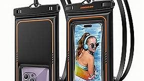 UNBREAKcable Waterproof Phone Pouch 2 Pack - IPX8 Floating Waterproof Phone Case Dry Bag for iPhone 15 14 Pro 13 13 Pro Max 12 11 XR XS SE 2022/2020, Samsung S24 S23 S22 S21 FE, Up to 7.0 inch- Black