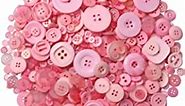 650 Pcs Buttons Round Resin Buttons 2 and 4 Holes Assorted Buttons for Sewing Crafts DIY Projects Button Painting Craft Buttons (Pink)