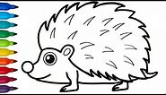 Drawing a cute porcupine for kids | how to draw porcupine
