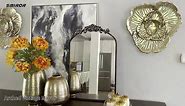 Arched Gold Antique Mirror 36Wx 30L, Arch Vintage Mirror for Wall, Metal Framed Baroque Mirror for Bathroom Vanity Mantel