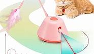 3 in 1 Interactive Cat Feather Toy with LED Light, Automatic Kitten Toys Motion Cat Exercise Toys with 3 Modes Electric Robotic Teaser Toy for Indoor Cats Chase and Exercise