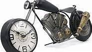 Vintage Desk Clock Tabletop Clock Motorcycle Gifts for Men Rustic Farmhouse Decor Gifts for Dad Him Boyfriend Battery Operated No Ticking Antique For Mantle Shelf Decorations Living Room Office Black