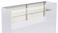 5' Display Cabinet w/ White Finish, Adjustable Tempered Glass Shelf & Sliding Doors