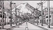 How to Draw a Road in One-Point Perspective and Street View of Mt. Fuji: Narrated