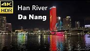 4K HDR | Night Walk Along Han River in Da Nang | best place to watch fireworks - Vietnam 2023