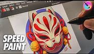 SpeedArt : Kitsune Mask Drawing Process