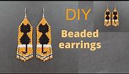 How to make beaded cat earrings, tutorial beaded fringe earrings diy