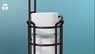 Pink Toilet Paper Holder Stand Tissue Holder for Bathroom Floor Standing Toilet Roll Dispenser Storage 4 Reserve Mega Rolls, Phone, Wipes