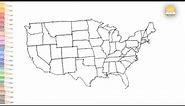 Map of United States outline drawing easy | How to draw USA Map outline sketch step by step