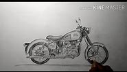 How to draw a Royal Enfield Bullet,drawing classic 350(sketch your notepade)