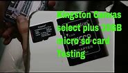 Kingston Canvas select plus 32GB micro sd card Testing
