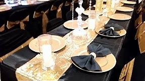 DIY BLACK AND GOLD TABLE SETTING, BLACK AND GOLD WEDDING, BLACK AND GOLD TABLE SETTING, DOLLAR TREE