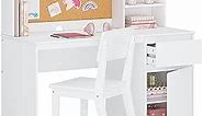 UTEX Kids Study Desk with Chair, Kids Desk and Chair Sets with Hutch and Storage Cabinet, Wooden Children Study Table, Student Writing Desk Computer Workstation for 5-12 Years Old