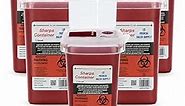 1 Quart | Biohazard Needle and Syringe Disposal Sharps Container with Flip Lid | for Diabetics - Pack of 5