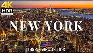 New York Night 4K drone view 🇺🇸 Flying Over New York Night | Relaxation film with calming music