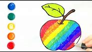 How to easily draw a rainbow apple, step by step