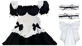 GYATSOCYG Lolita Princess Dress, Classic Black and White Lolita Maid Outfit, Maid Costume (Asia 2XL(US-M))