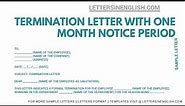 Termination Letter With Notice Period For One Month | Letters in English