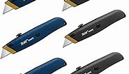 Retractable Utility Knife, Box Cutter Set for Cartons with Quick Blade Change, Extra 10 Blades Included, 6-Pack