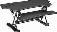Mount-It! Height Adjustable Standing Desk Converter with Extra Large 48” Wide Tabletop Fits Dual Monitors, Sit to Stand Desktop Riser 6" - 19.5" Tall with Gas Spring, Stand Up Computer Workstation Conversion in Black - MI-7925
