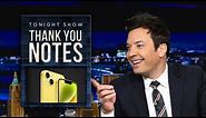 Thank You Notes: Daylight Savings, Apple's Yellow iPhone | The Tonight Show Starring Jimmy Fallon
