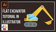 Flat excavator tutorial in Illustrator Easy drawing