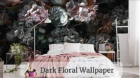 Dark Floral Wallpaper Mural - See It Up Close!