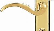 HTH HTHomeprod Solid Brass Lever Handle Set for Screen & Storm Doors Replacement, Mortise Lock Only for 1" or 1.38" Thickness of Left-hinged Outswing Door, Brushed Polished Brass